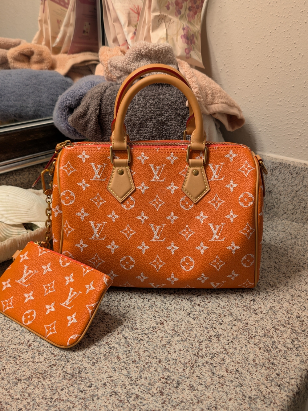 Louis Vuitton Orange Monogram Canvas Speedy Bandoulière Satchel